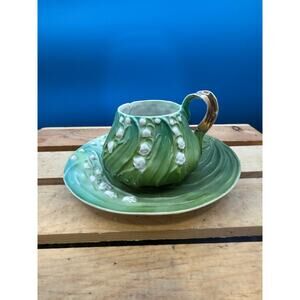 Antique 1901 Art Nouveau Tea Cup and Coaster Set - vintage decor